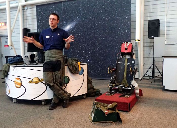 Photo of ejection seat demonstration at Canada Museum of Aviation and Space.